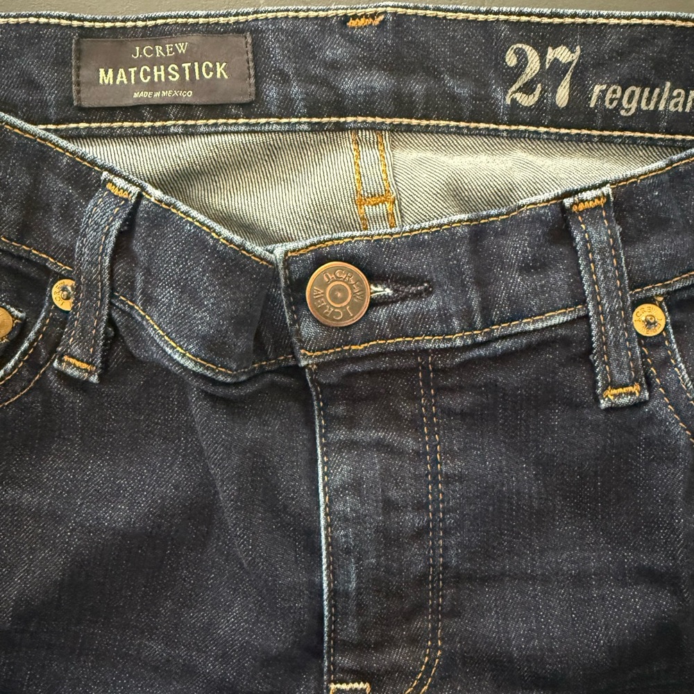 J. Crew Matchstick Jeans 27 Regular Women’s Mid Rise Slim Denim Blue Dark Wash - Picture 3 of 6
